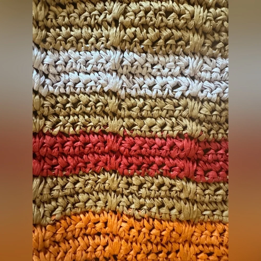 New Universal Thread Red, Orange & White Stripes Crochet Shoulder Bag